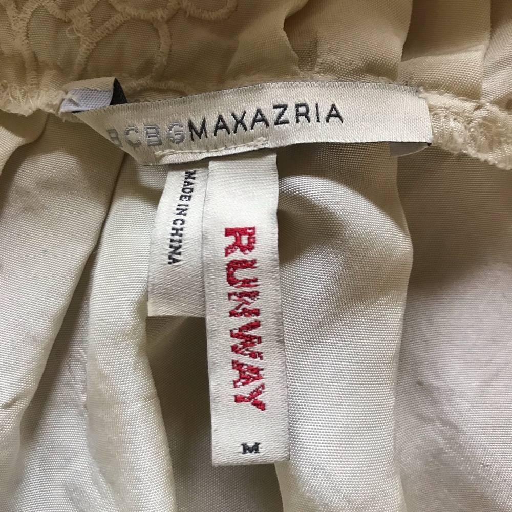 BCBGMaxAzria 100% silk Runway Boho Wedding Cream Floral Lace V-Neck dress M - Picture 4 of 15